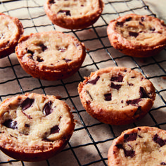 chocolate chip cookies cooling on a wire rack