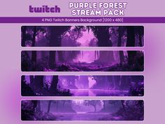 the purple forest stream pack is shown in three different stages, including 4 pngs