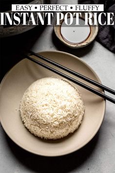 an image of instant pot rice on a plate with chopsticks