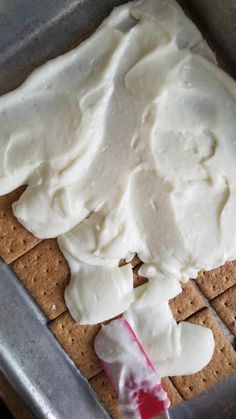 the crackers are covered with white frosting