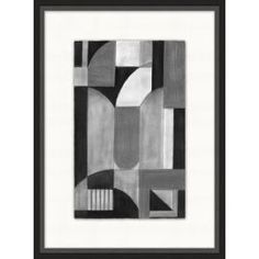 a black and white abstract painting in a frame