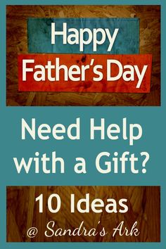 a father's day card with the words, need help with a gift? 10 ideas @ sandria's ark