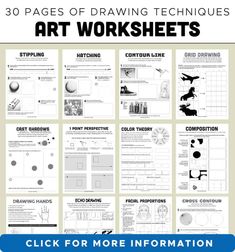 the art worksheet is shown in black and white, with text that reads 30 pages