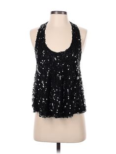 Fab'rik Sleeveless Blouse Size: Small Tops - used. 100% POLYESTER | Fab'rik Sleeveless Blouse: Black Tops - Size Small Chic Racerback Party Tops, Sleeveless Vest Halter Top For Party, Stretch Racerback Tank Top For Party, Spring Racerback Tank Top For Night Out, Black Halter Neck Blouse For Summer, Sequined Halter Neck Tank Top For Night Out, Chic Sequined Sleeveless Halter Top, Stretch Tank Blouse For Party, Black Sequined Tank Top For Summer