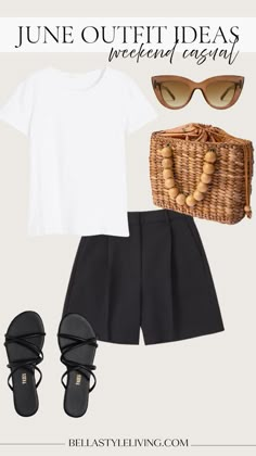 Summer Outfit Ideas Casual Casual Outfit For Summer, Outfit For Summer, Outfit Ideas Casual, Summer Black, Simple White, Summer Outfit Ideas, White Tee, Spring Summer Outfits, Black Shorts