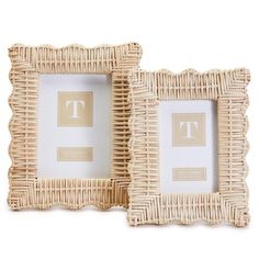 two wicker frames with the letter t on them