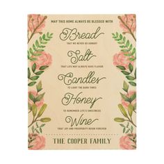 a card with the words bread and roses on it