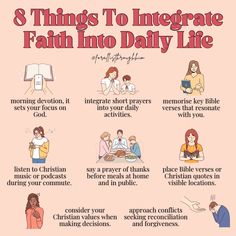 an info sheet describing the 8 things to engage faith into daily life, including children and adults