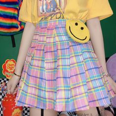 Material: Cotton,  Color: pink,  Size: S, M, L,  S: Waist 68cm, skirt length 38cm,  M: Waist 70cm, skirt length 39cm,  L: waist 72cm, skirt length 40cm, Pink Plaid Skirt, Rok Mini, Plaid Pleated Skirt, Zooey Deschanel, Kawaii Clothes, Pink Plaid, Harajuku Fashion, Character Outfits