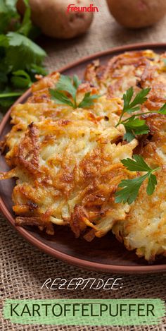 some food is on a plate with parsley