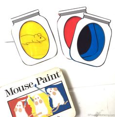 the mouse paint book is next to an image of a mouse in a jar