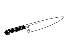 a black and white drawing of a knife on a white background with clippings