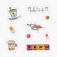 various stickers with different types of medical items