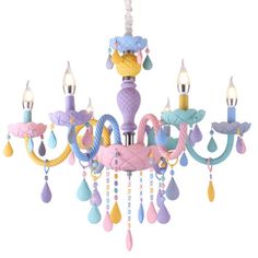 a chandelier with many different colored beads hanging from it