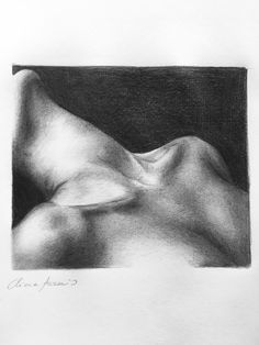 a black and white drawing of a nude woman