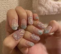 Siren Nails, Kitsch Nails, Ombre Nails Glitter, Korean Nails, Long Square Acrylic Nails, Acrylic Nails Coffin Short, Nails Desing