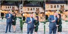 a man and woman kissing in front of a building