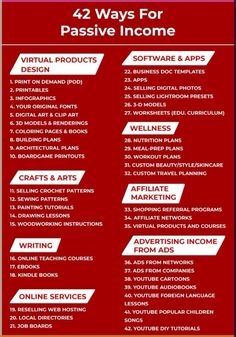 Explore 42 creative ideas for passive income to help you build wealth and earn money effortlessly! 

#Money #MoneyTips #PersonalFinance #MoneyManagement #FinancialFreedom #FrugalLiving #PersonalFinanceTips #Budgeting #SaveMoneyTips #Wealth #WealthBuilding #MoneySavingIdeas #DebtFree #Investing #Investment