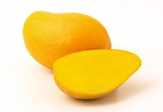 two pieces of mango sitting next to each other