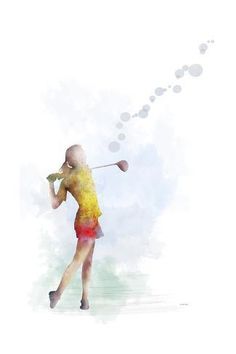 size: 24x16in Giclee Print: Golf Player 2 by Marlene Watson : Golf Painting, Golf Women, Golf Techniques, Golf Art, Watercolor Card, Golf Player, Pop Style, Portrait Images, Sports Art