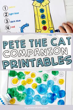 pete the cat printable worksheet for kids to practice counting and matching numbers