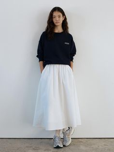 Loose Shirt And Skirt Outfit, Volume Skirt Outfit, Relaxed Fit Cotton Full Skirt, White Flare Skirt Outfit, Cotton Relaxed Fit Pleated Skirt, Cotton Pleated Skirt With Relaxed Fit, Relaxed Fit Gathered Cotton Skirt, Relaxed Fit Cotton Pleated Skirt, Voluminous Cotton Skirt