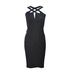 This Elizabeth Mason Couture cocktail dress is fashioned from the finest black silk dupioni and features gorgeous body skimming silhouette with a stunning peek-a-boo criss-cross detail. It is such a fabulous and chic design. Made in Beverly Hills. This is a couture custom order. Please allow for a 60 day lead time from measurements, fabric selection, patterning, toile fitting, to final product. The dress shown is a sample size 2. The sample is not for purchase. Sample Size Measurements: Length: