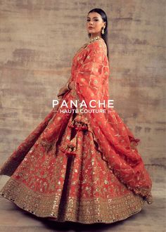 Coral Color Raw Silk Lehenga with Mirror and Gotta Embroidery Lehenga Looks, Best Indian Wedding Dresses, Orange Lehenga, Latest Bridal Lehenga, Raw Silk Lehenga, Indian Bride Outfits, Bridal Lehenga Collection, Wedding Jacket, Pink Lehenga