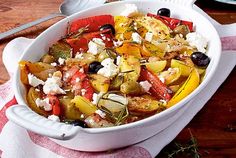 Italienisches Ofengemüse mit Feta Rezept Oven Baked Vegetables, Feta Recipe, Oven Vegetables, Feta Recipes, Baked Vegetables, Italy Food, Spaghetti Recipes, Cooked Vegetables, Grilled Vegetables