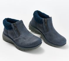 Inspire some serious style adoration with the cool-weather comfort of these ankle boots. From Skechers. Skechers Boots, Cute Ankle Boots, Easy Going, Repellent, Water Repellent, Fashion Shoes, Shoe Boots, Ankle Boots, Navy