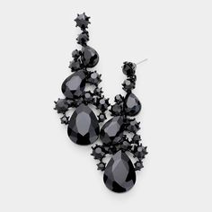 • Color : Jet Black• Size : 1.25" x 3"• Post Back• Jet Black Crystal Pear Shaped Vine Pageant Earrings | Prom Jewelry Cheap Black Elegant Teardrop Earrings, Luxury Black Earrings For Statement Occasions, Black Pear Earrings, Black Dangle Earrings, Pink Statement Earrings, Earrings Prom, Black Crystal Earrings, Pageant Earrings, Evening Earrings