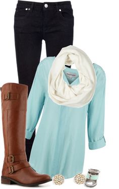 Baby blue fall Comfortable Winter Outfits, Mode Casual, School Looks, Jairzinho, Winter Mode, 2014 Fashion, Polyvore Outfits