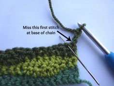 the crochet stitch is being worked on