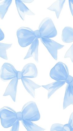 many blue bows on a white background