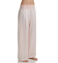 Fabulous gleaming, soft satin lounge pants. Made of woven rayon with satin faille and knit Supima cotton, micro modal and spandex. Wide self-lined waistband with a rib-knit for flexing comfort. Woven satin legs. Loose, billowy fit. Seamless sides. Lightweight woven satin feels comfortable for warm weather. Made in the USA. PJ Harlow Women's Long Satin Pant in Pink (Lola) | Size Large | HerRoom.com Luxury Pink Cotton Bottoms, Luxury Pink Lounge Pants, Luxury Wide Leg Pink Bottoms, Luxury Wide Leg Ribbed Bottoms, Luxury Ribbed Wide Leg Bottoms, Black Lounge Pants, Satin Pant, Black Lounge, Satin Shorts