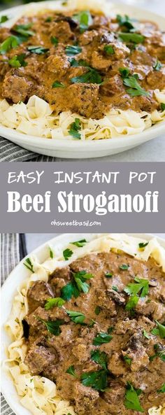 beef stroganoni is an easy instant pot meal that's ready in less than 30 minutes