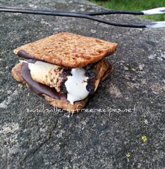 an ice cream sandwich is sitting on top of a rock