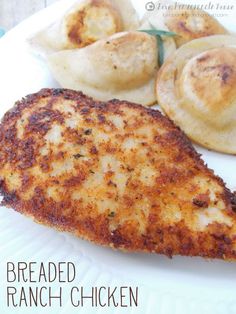 breaded ranch chicken on a white plate