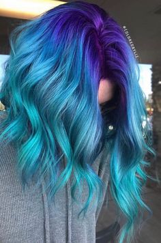 Blue Hair Color Highlights, Blue Hair Streaks, Blue Hair Color, Hair Colour Design, Blue Ombre Hair, Color Highlights