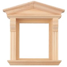 an unfinished wooden window frame on a white background