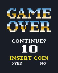 the title for game over, which is written in yellow and blue on a black background