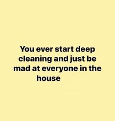 a quote that says you ever start deep cleaning and just be mad at everyone in the house