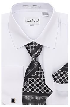 <div><p>Karl Knox Men's French Cuff Shirt Set - Polka Dot<br /><br />Bold Polka Dot Tie<br />French Cuff Dress Shirt <br />Tie <br />Hanky <br />Cuff Links <br />55% Polyester 45% Cotton <br />Imported</p></div> French Cuff Dress Shirts, Dress Shirt And Tie, French Cuff Shirts, Polka Dot Tie, French Cuff, Solid Color Shirt, Mens Band, Band Collar, Wool Suit