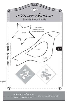 an image of a sewing pattern for a quilter's block with stars on it