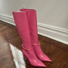 Never Worn. I Just Tried It On Twice But Have Never Wore It Outside. This Is New And Has No Scratches At All. This Shoes Is Authentic (Real) If You Need Proof Of Authenticity Please Feel Free To Write Me. The Box Is Included And Has 0 Damages Luxury Pink Pointed Toe Boots, Cute Shoes Boots, Jimmy Choo Shoes, Shoes Heels Boots, Cute Shoes, Jimmy Choo, Shoes Women Heels, Heeled Boots, Shoe Boots