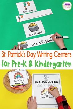 st patrick's day writing centers for pre - k and kindergarts