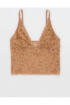 The sweet and spice aesthetic gets an Aerie lace twist with eyelash trim, feminine floral details, & beautiful shimmer added to the comfy first-on-last-off layers you love./Love x 2: Wear as a tank or bralette under your fave Aerie tops/Adjustable st Spring Camisole Bra For Loungewear, Spring Loungewear Camisole Bra, Spring Lace Tank Top For Loungewear, Spring Delicate Lace Cami Crop Top, Seamless Cami Bra For Spring, Seamless Lace Bra For Spring, Spring Seamless Cami Bra, Summer Lace Closure Camisole, Spring Lace Bra With Lace Closure