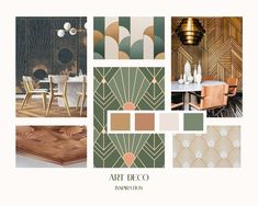 an assortment of art deco wallpapers in various colors