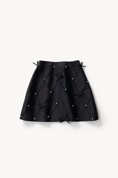 Unique Skirts Design, Skirt Ideas, Strap Skirt, Black Skirts, High Waisted Skirts, Bow Skirt, Skirt Sewing, Designer Skirts