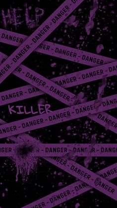 a bunch of purple tape with the word killer written on it in black and white